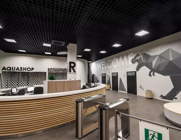 Тумбовые турникеты-триподы TTD-08A, ограждения BH02, аквапарк «Аквазаврия», Казань